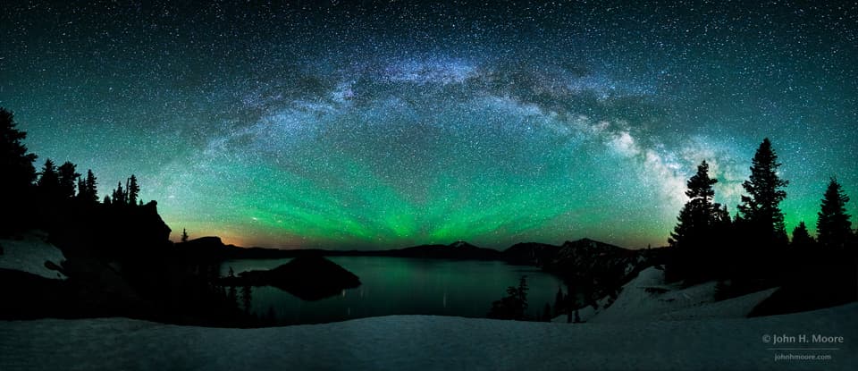 APOD: 2013 June 19 – Milky Way Over Crater Lake with Airglow