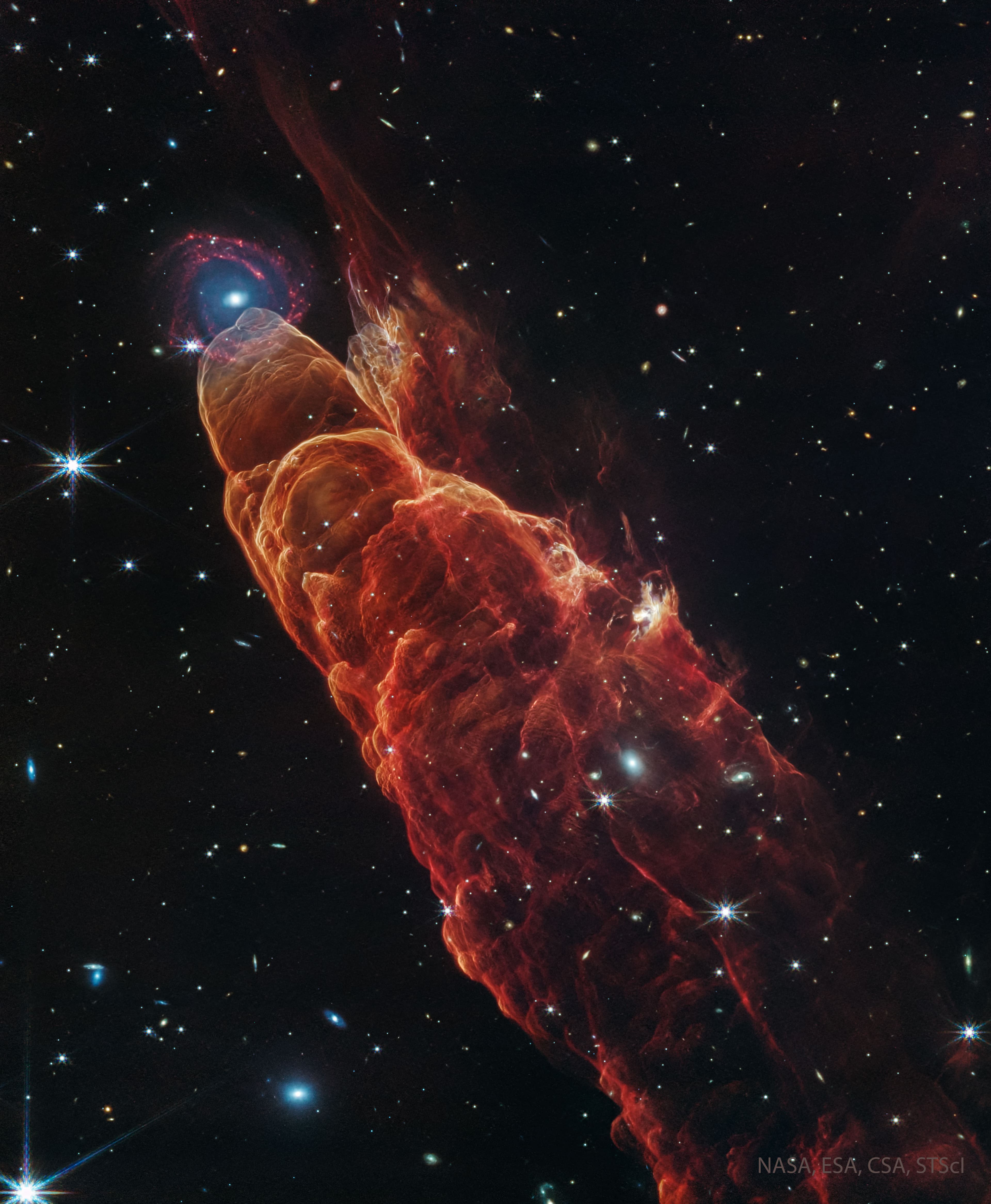 APOD: 2025 April 9 – HH 49: Interstellar Jet from Webb