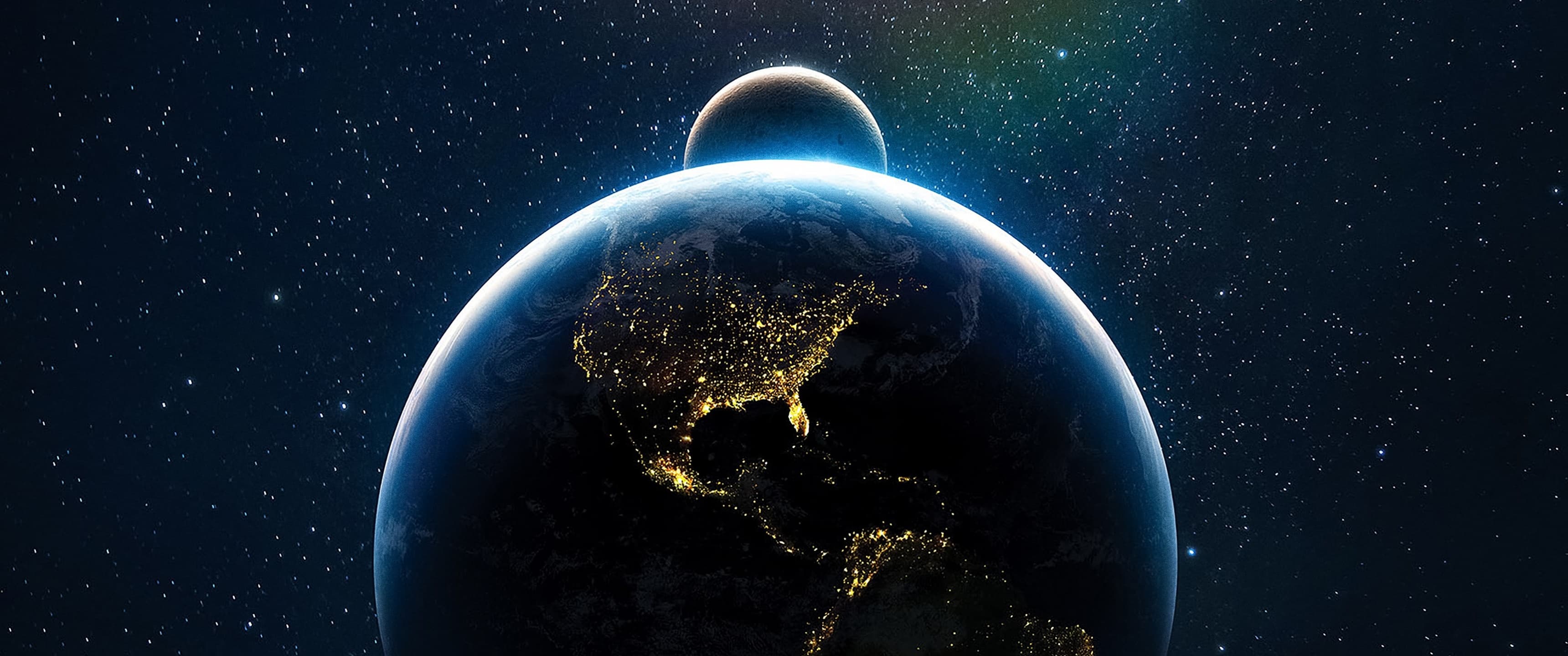 Terra vista do espaço sob influência do vento solar