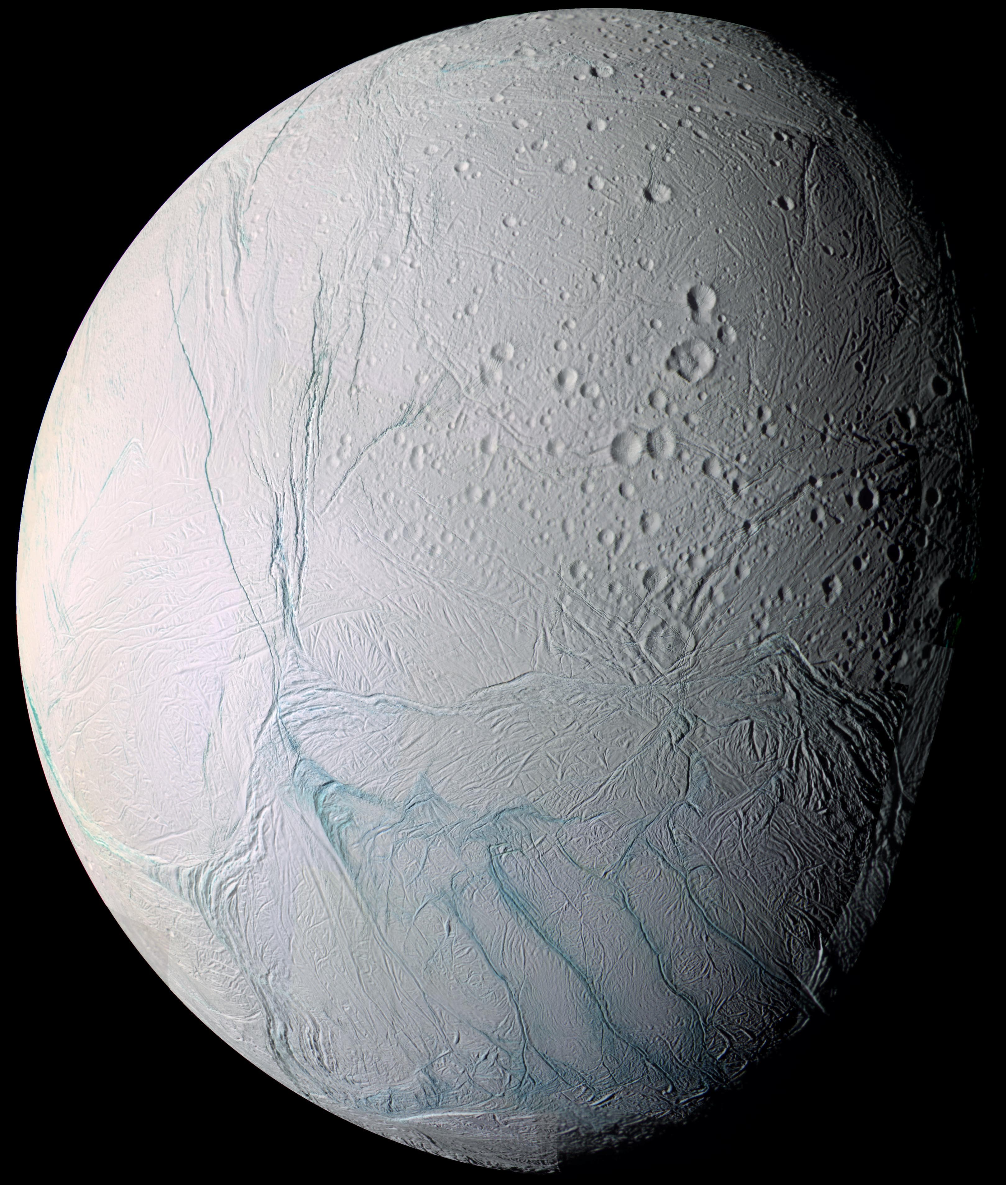 APOD: 2014 April 6 – Fresh Tiger Stripes on Saturns Enceladus
