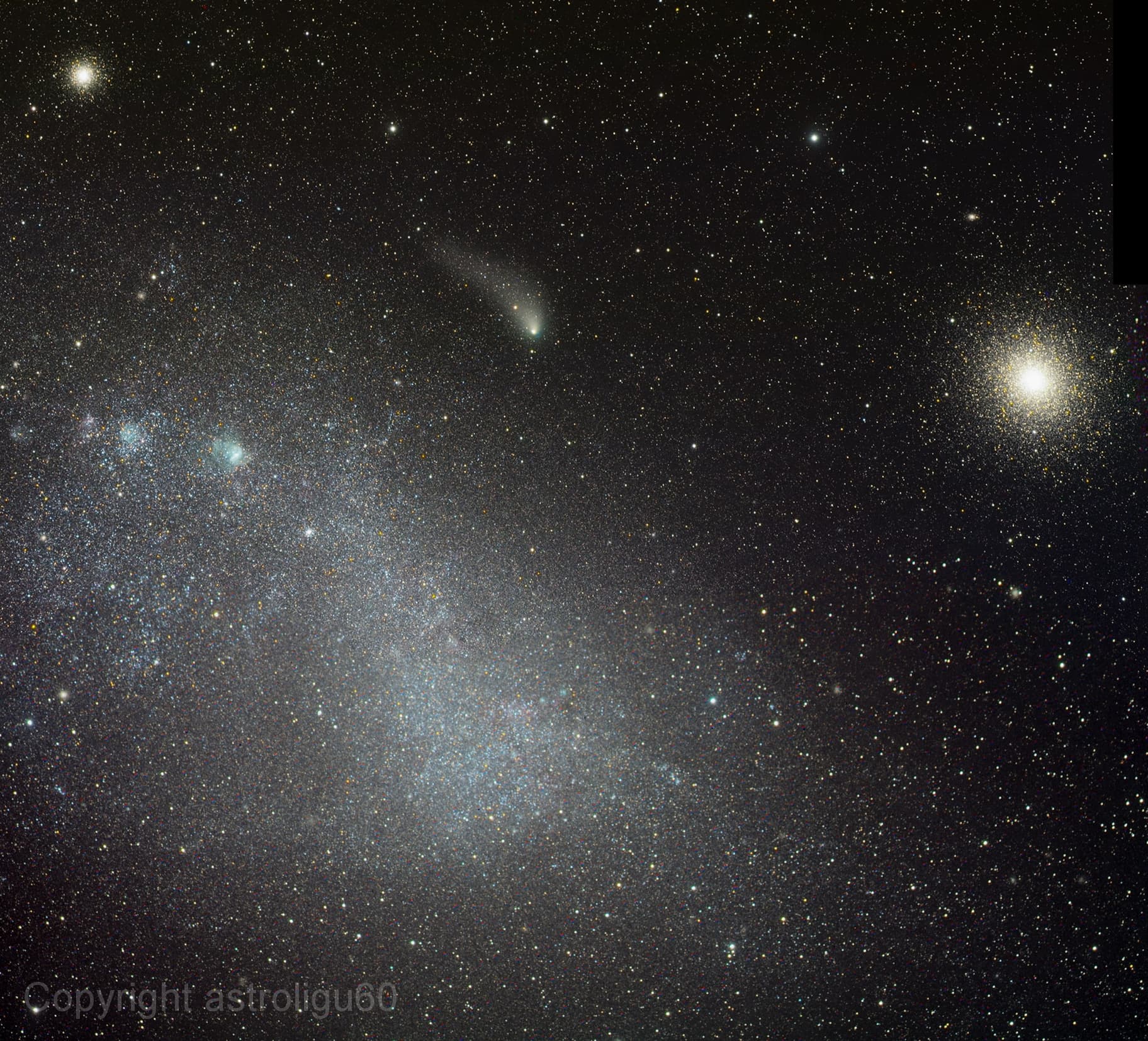 APOD: 2014 September 4 – Cloud, Clusters and Comet Siding Spring