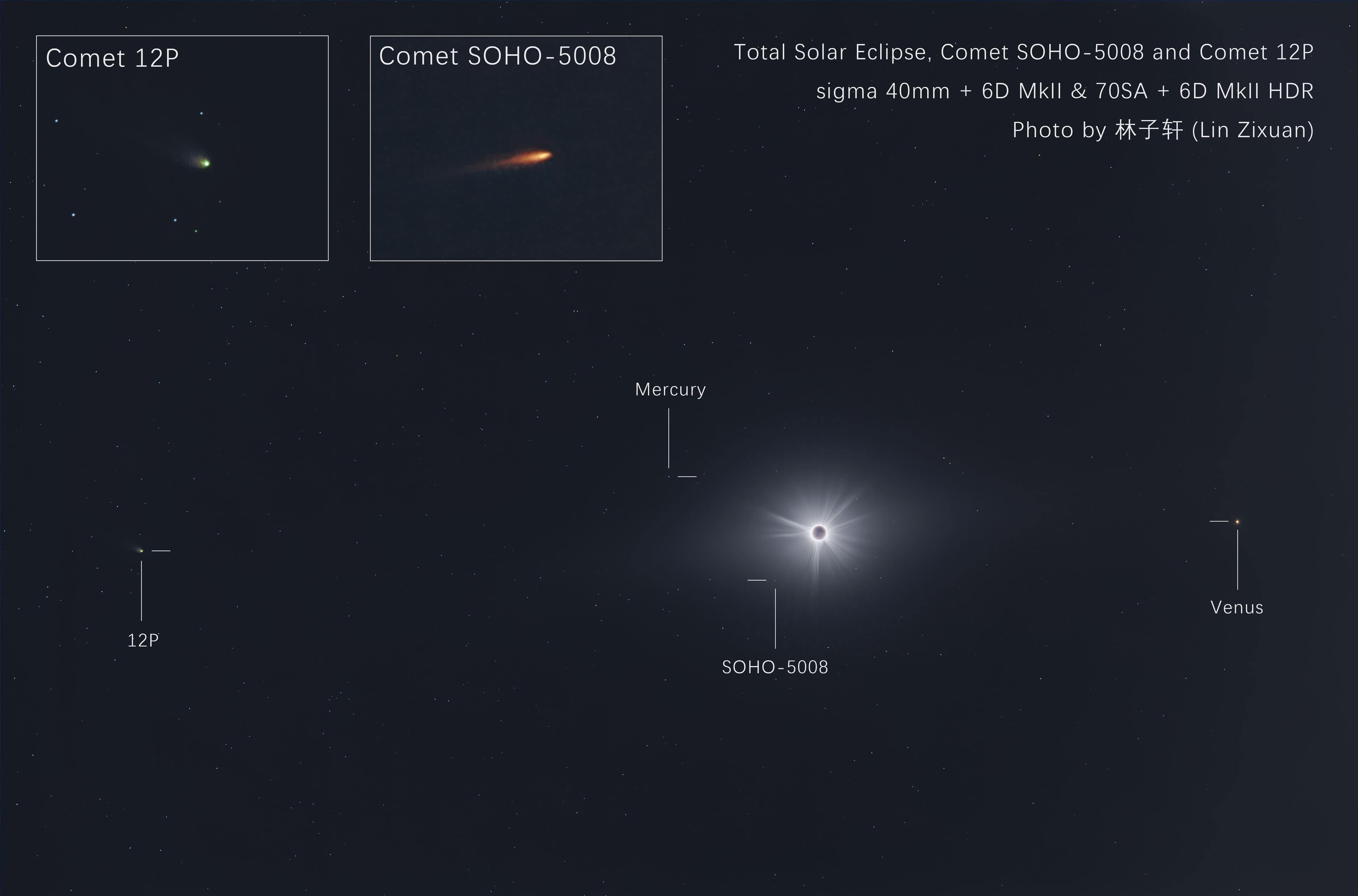 APOD: 2024 April 17 – Total Eclipse and Comets