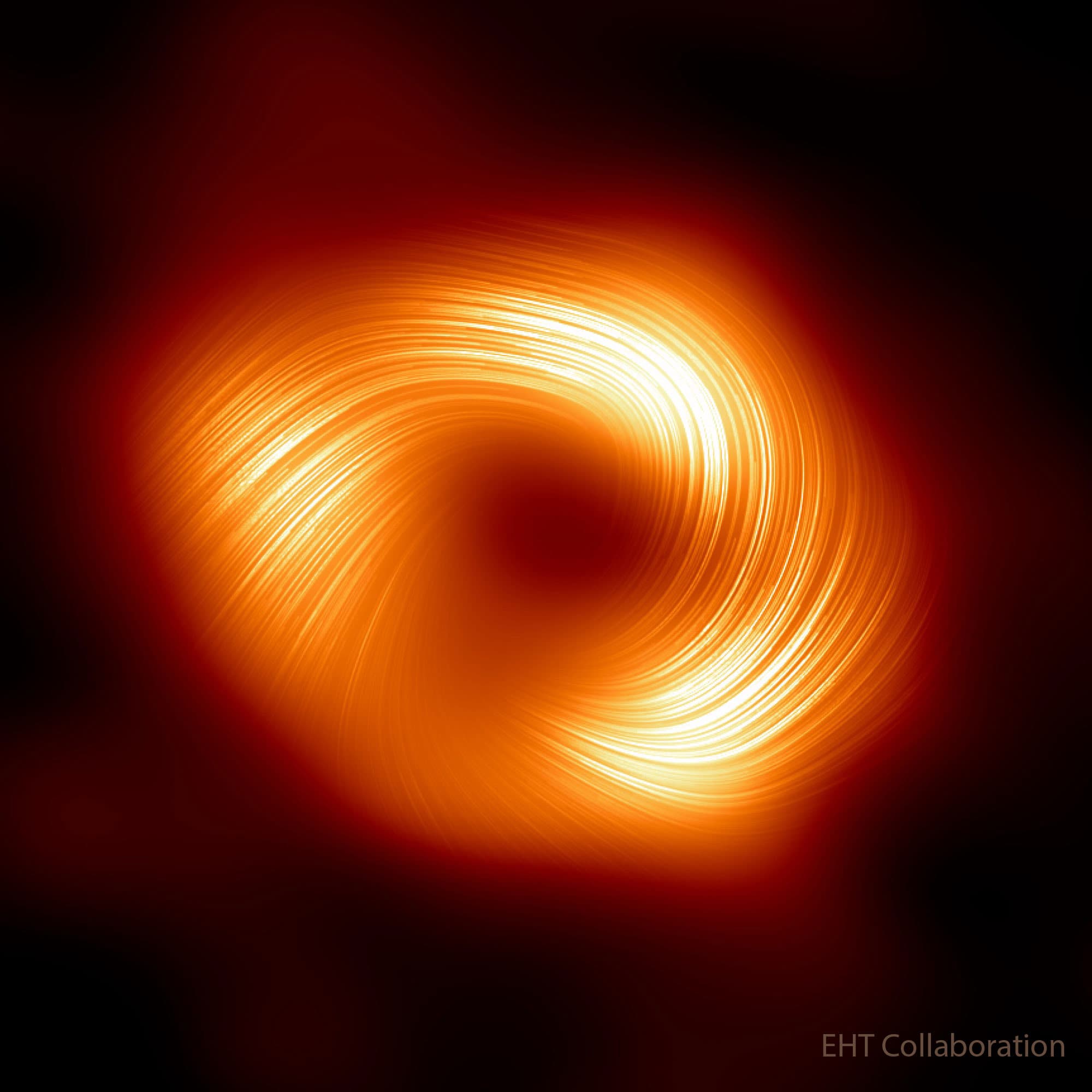 APOD: 2024 April 1 – Swirling Magnetic Field around Our Galaxy’s Central Black Hole