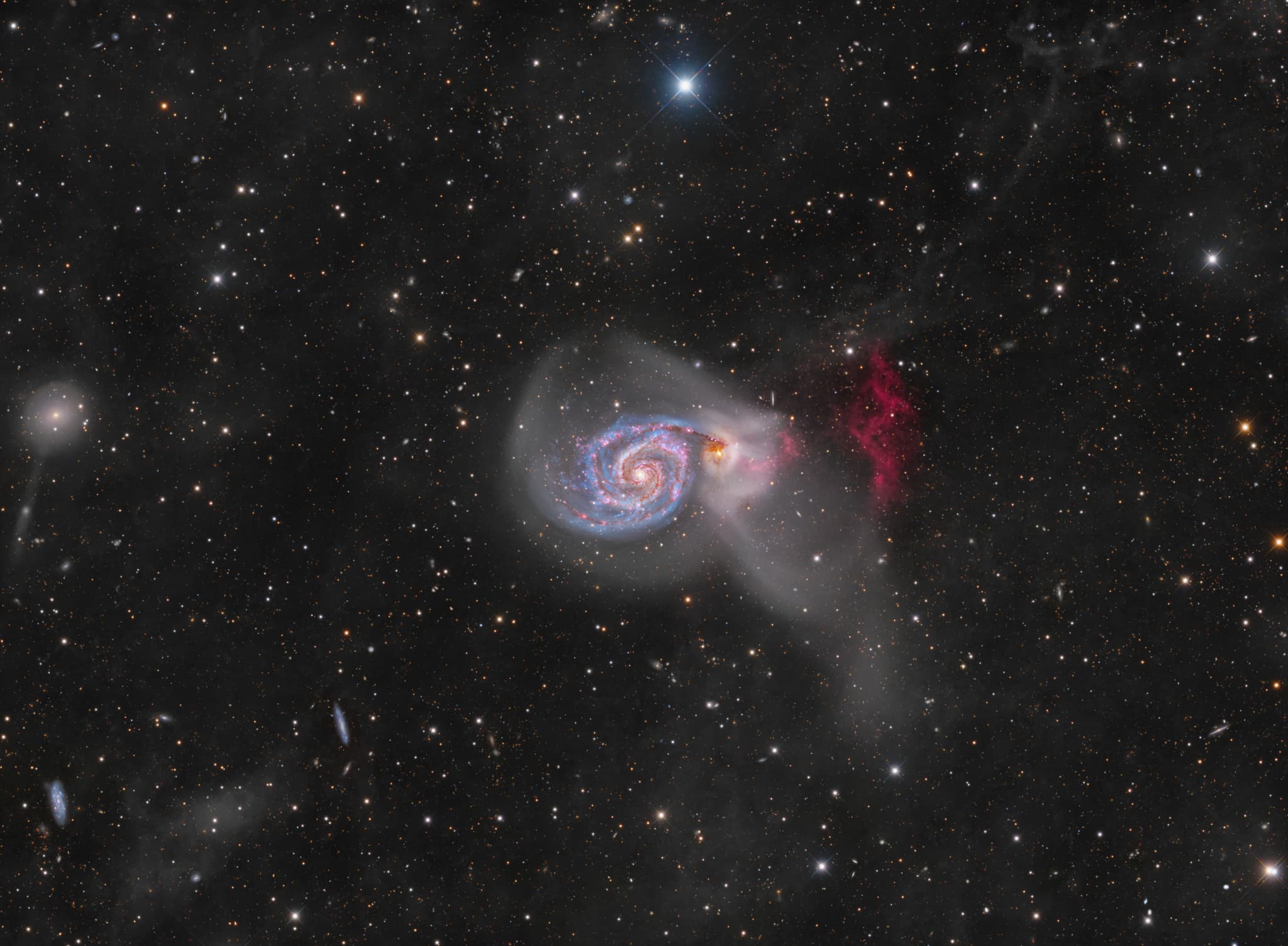 APOD: 2024 December 13 – M51: Tidal Streams and H-alpha Cliffs