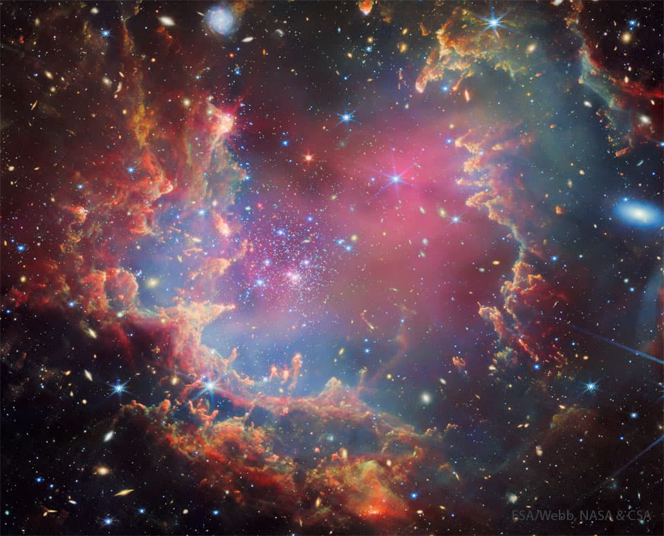 APOD: 2024 October 29 – NGC 602: Stars Versus Pillars from Webb