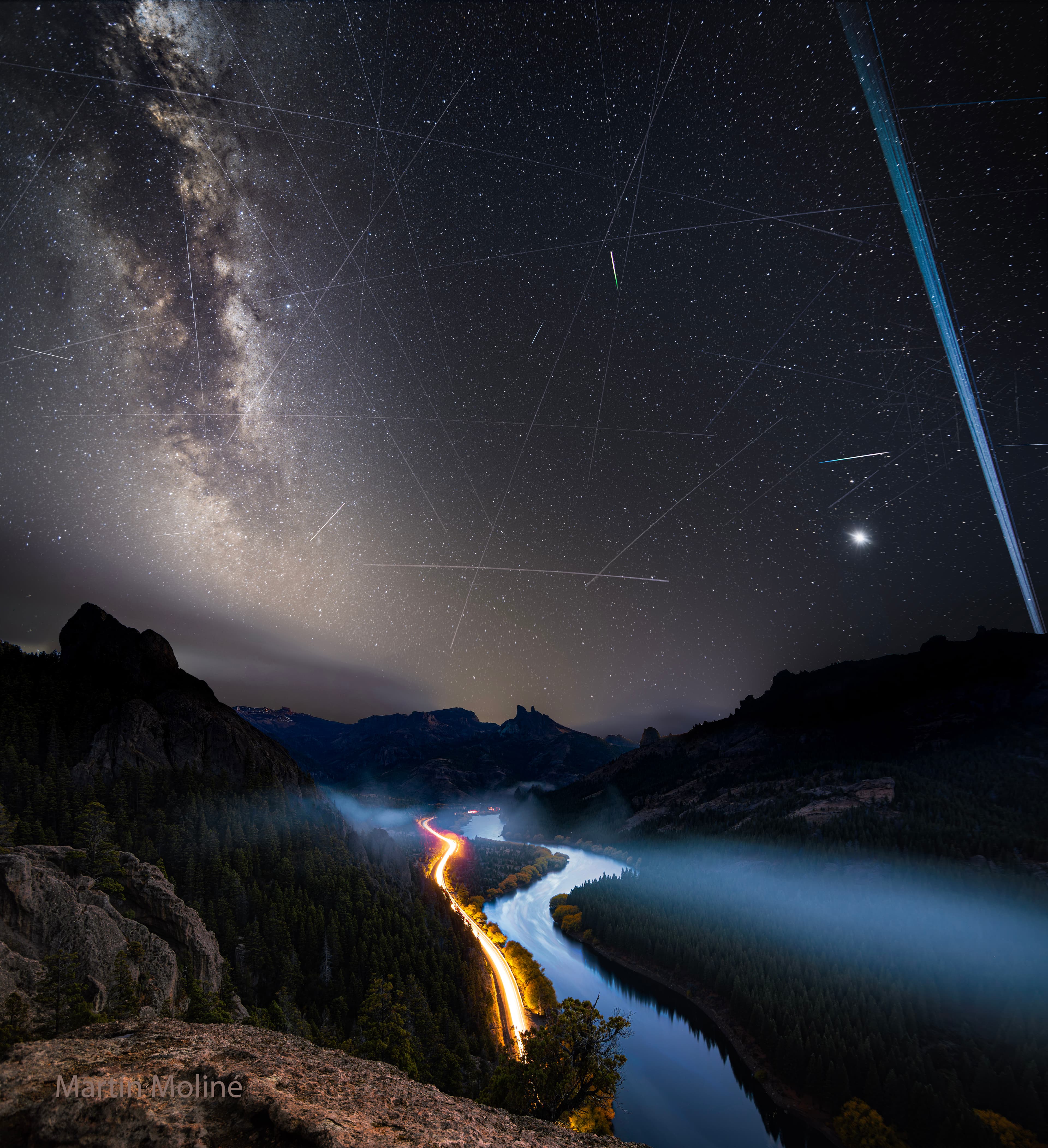APOD: 2025 June 14 – Meteors and Satellite Trails over the Limay River
