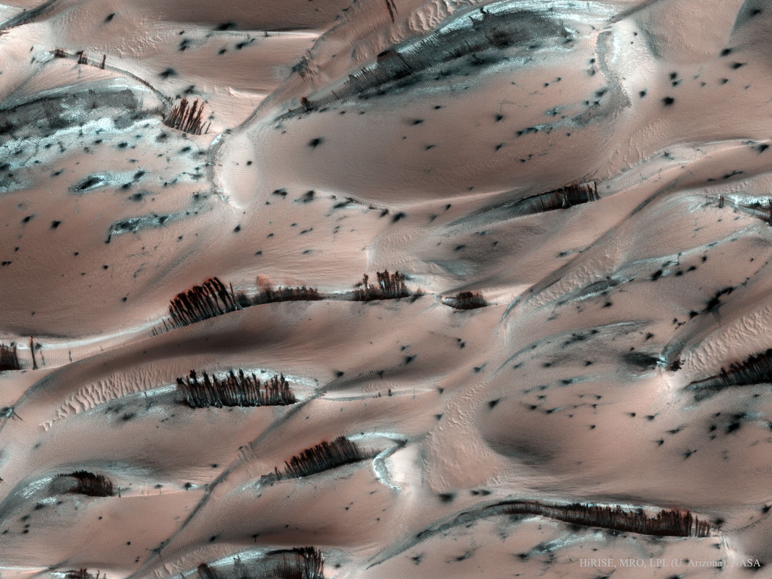 APOD: 2025 June 29 – Dark Sand Cascades on Mars