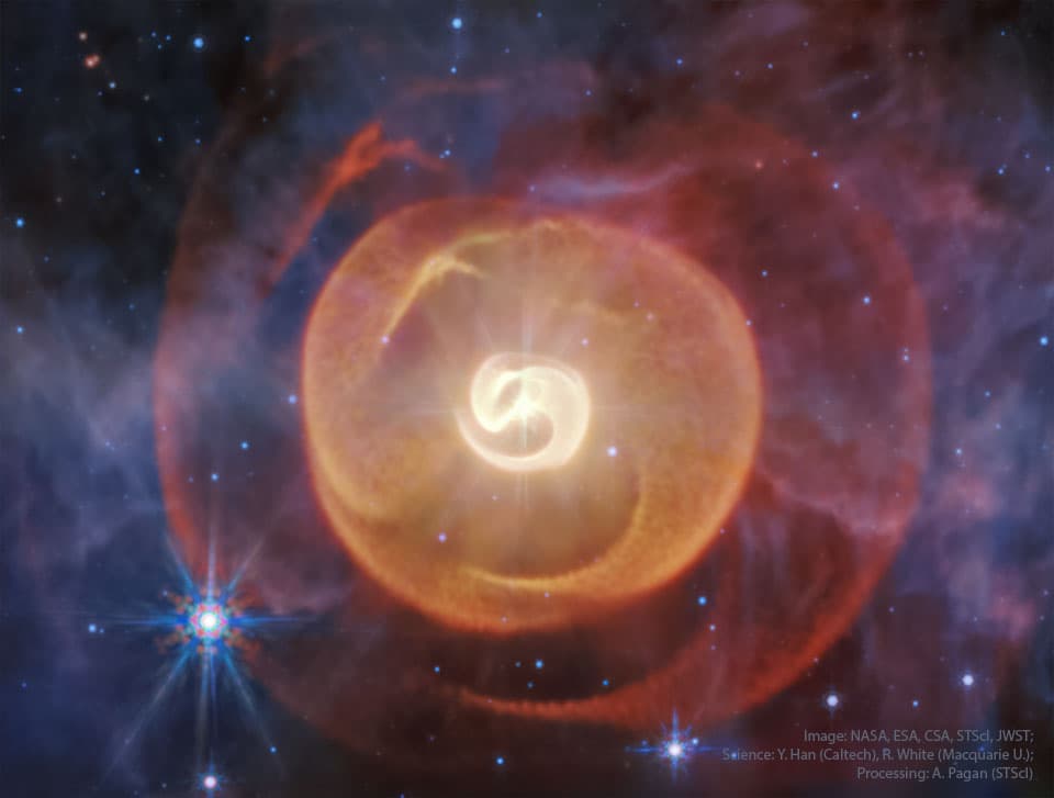 APOD: 2025 November 24 – Apep: Unusual Dust Shells from Webb