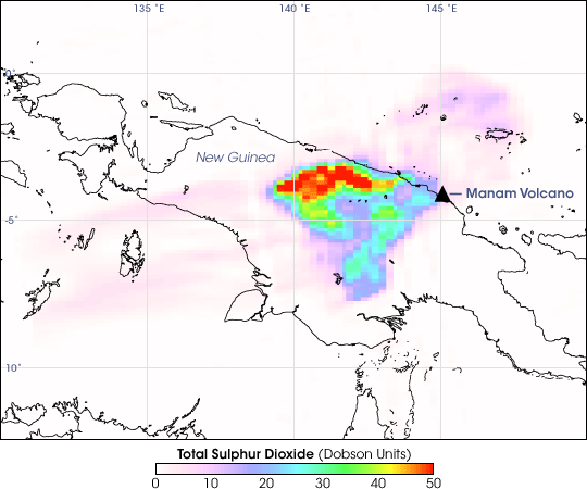 Sulfur Dioxide Plume from Manam Volcano