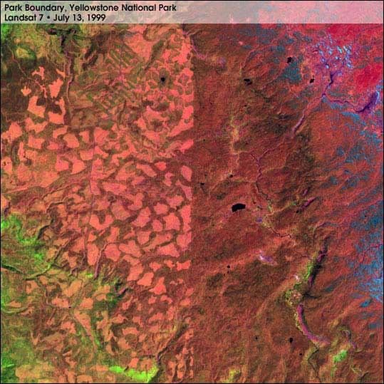 Yellowstone Park Boundary from Landsat 7