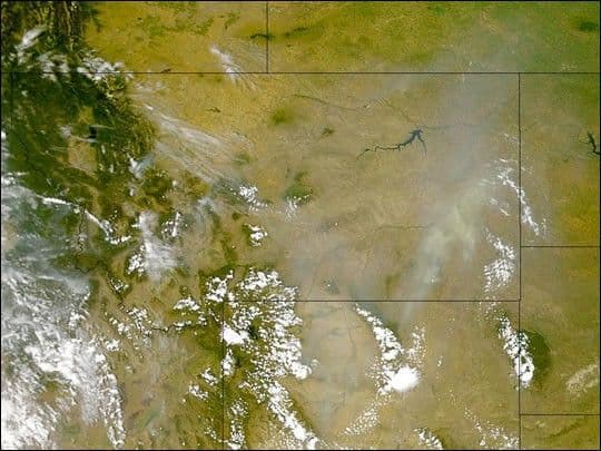 Smoke over Montana and Wyoming