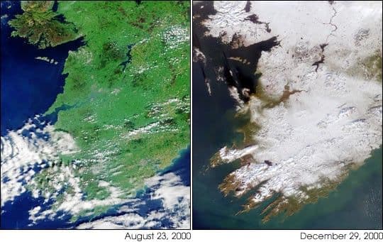 Winter Snowfall Turns Ireland White