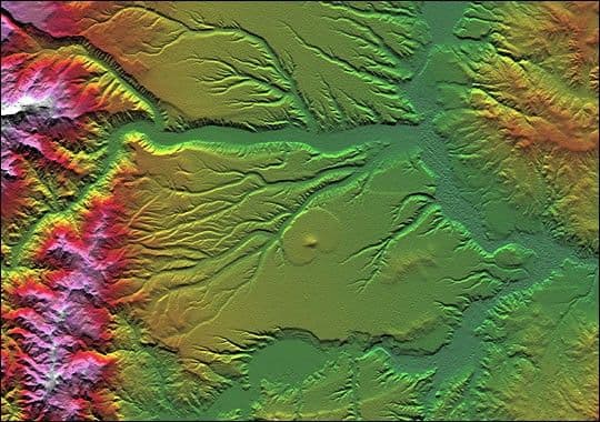 Colored Height and Shaded Relief: Corral de Piedra, Argentina