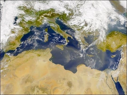 Dust Blankets the Mediterranean
