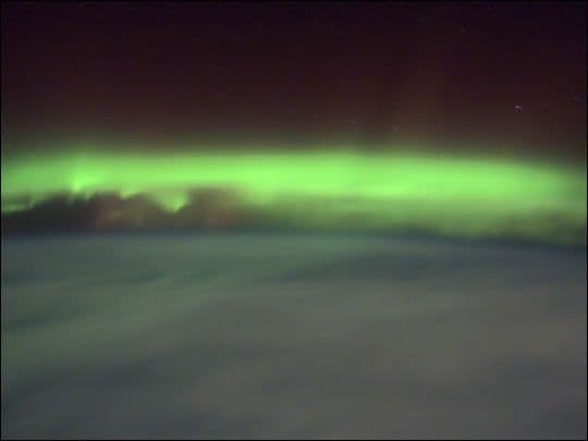 Green Aurora Seen from the Space Station