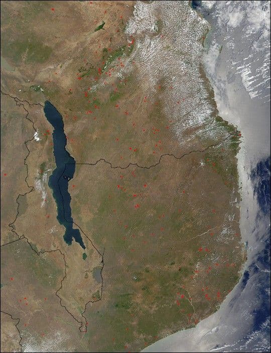 Fires in Tanzania and Mozambique