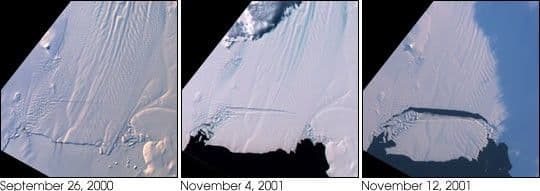 Birth of a Large Iceberg in Pine Island Bay, Antarctica