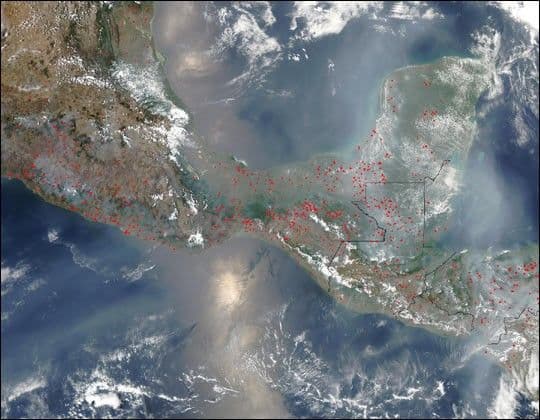 Fires in Mexico and Central America