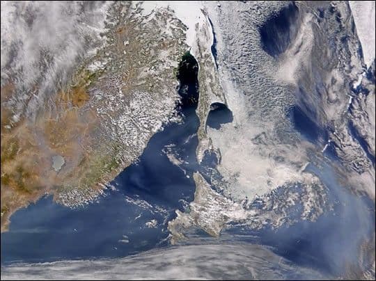 Smoke over Japan and Pacific Ocean