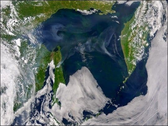 Smoke Across Sea of Okhotsk