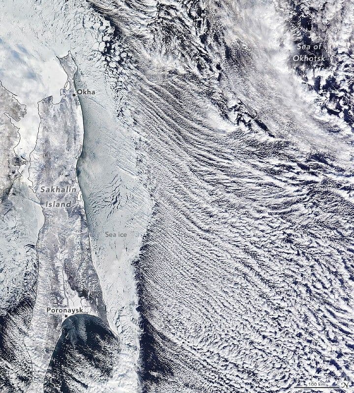 Cloud Streets Over the Sea of Okhotsk