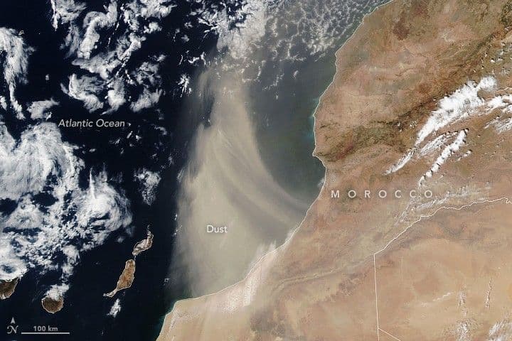 Dust Pours Off the Moroccan Coast