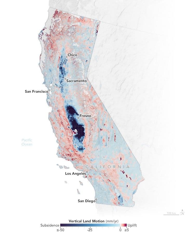Where California’s Land Is Sinking and Rising