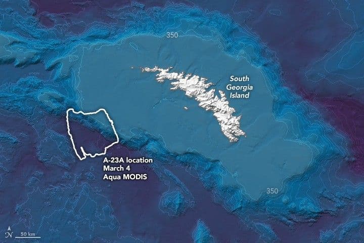 Iceberg Grinds to a Stop off South Georgia Island