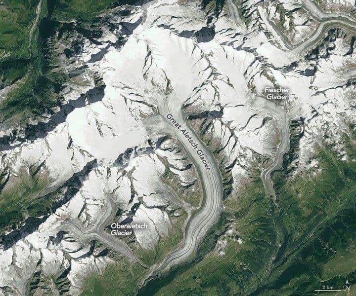Glacial Losses in the Swiss Alps