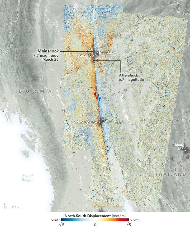 Satellite Data Show Motion of Burma Earthquakes