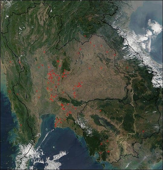 Fires in Thailand and Cambodia