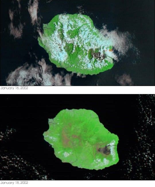Réunion Island Volcano Erupts