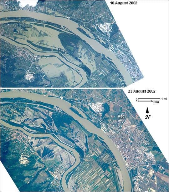 Danube River flooding near Vac, Hungary