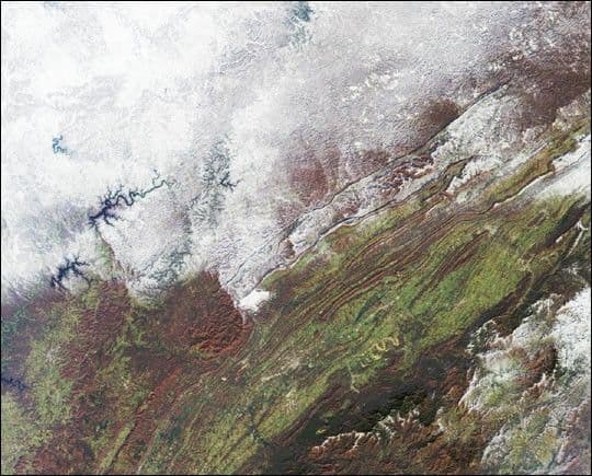Snowfall in Southern Appalachia