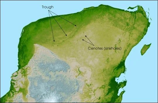 Relief Map, Yucatan Peninsula, Mexico