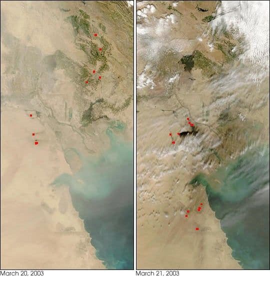 Dust, Fires, and Smoke in Southern Iraq