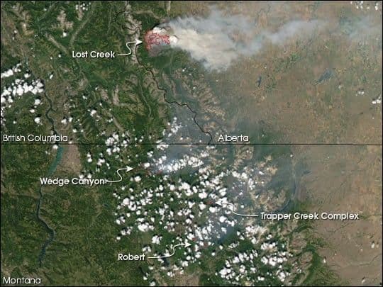 Wildfires in Glacier National Park and Alberta