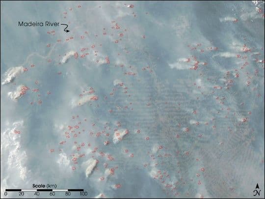 Extensive Burning around Rondonia, Brazil