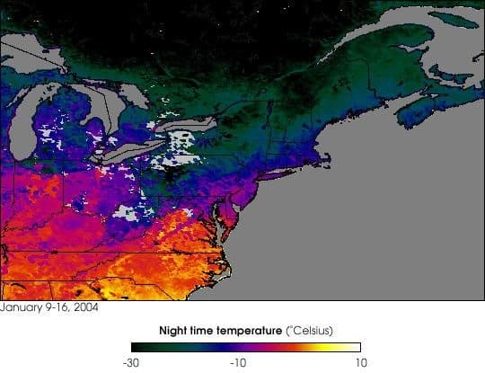 Sub-Zero Temperatures across the Northeast