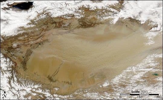 Dust over the Tarim Basin