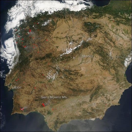 Fires in Spain and Portugal