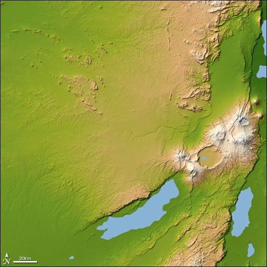 Topography of Olduvai Gorge, East Africa