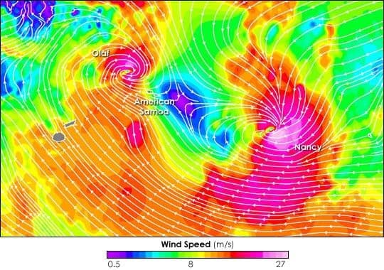 Tropical Cyclones Olaf and Nancy