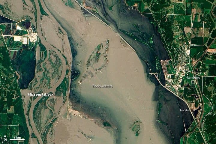Flooding near Hamburg, Iowa