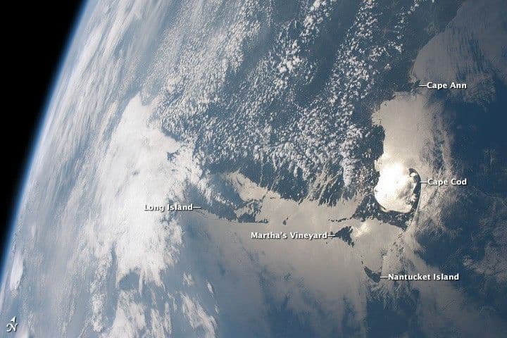 Massachusetts Coastline in Sunglint