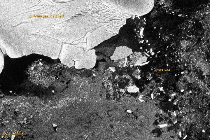Antarctic Icebergs Chipped off by Japan Tsunami
