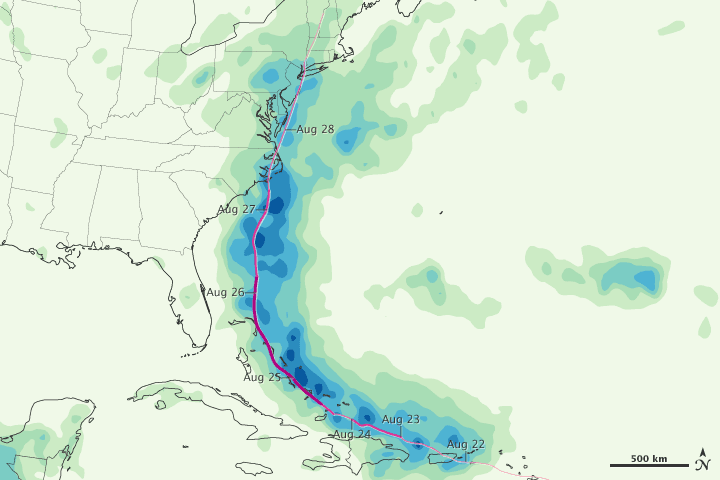 Rainfall from Hurricane Irene