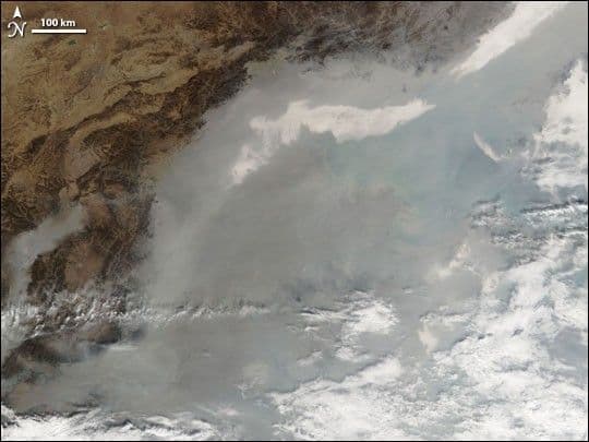 Thick Smog over Beijing, China
