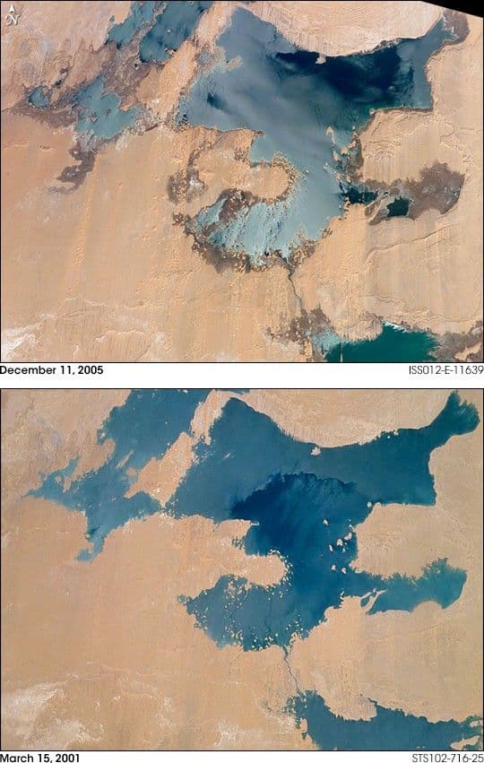 Decreasing Water Levels in Egypt’s Toshka Lakes