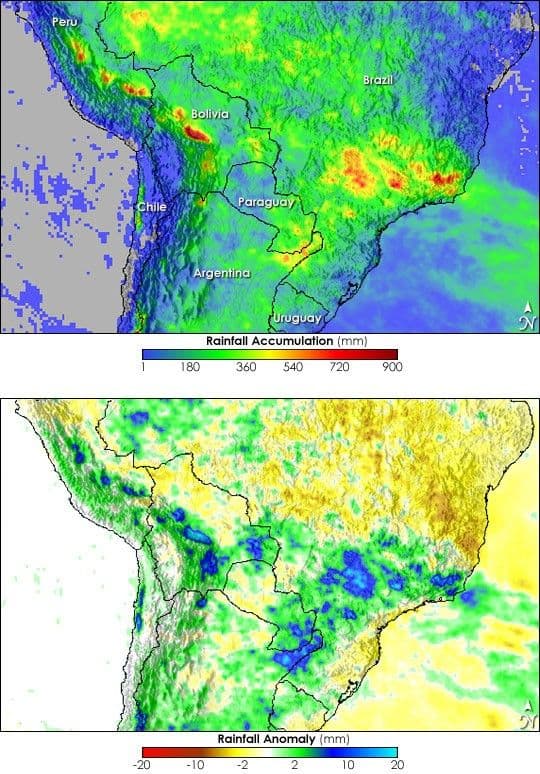 Rain Floods South America